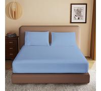 Rohi Drap-housse en microfibre de 25 cm de profondeur, confortable, doux et respirant avec coins élastiques, hypoallergénique et durable (bleu ciel, 180 x 200 cm)