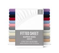 Rohi Drap-housse en microfibre de 40 cm de profondeur, confortable, doux et respirant, avec coins élastiques, hypoallergénique et durable (blanc, 180 x 200 cm)