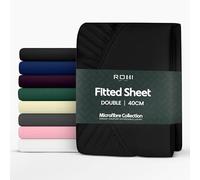 Rohi Drap-housse super king size 100 % microfibre - 40 cm de profondeur avec coins élastiques - Ultra doux, hypoallergénique et durable - Noir - 180 x 200 cm