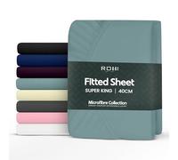 Rohi Drap-housse super king size 100 % microfibre, 40 cm, très profond avec coins élastiques, ultra doux, hypoallergénique et durable (bleu sarcelle, 180 x 200 cm)