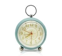 Rohome Petit réveil Vintage avec veilleuse, Vert, Mouvement à Quartz Silencieux, sans tic-tac, décoratif, pour Table de Chevet, Bureau, Cuisine, Chambre, étagère, Table de Chevet (Bleu)