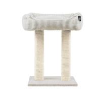 Rohrschneider Arbre à chat avec canapé douillet, 2 montants en bois massif, tissu côtelé, 45 x 58 x 68 cm, coussin amovible, lavable (beige)