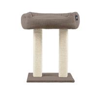 Rohrschneider Arbre à chat avec canapé douillet, 2 montants en bois massif, tissu côtelé, 45 x 58 x 68 cm, coussin amovible, lavable (taupe)