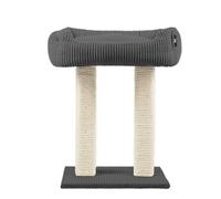 Rohrschneider Arbre à chat avec canapé douillet, 2 montants en bois massif, tissu côtelé, 45 x 58 x 68 cm, coussin amovible, lavable (gris foncé)