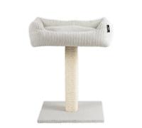 Rohrschneider Arbre à chat avec canapé douillet, bois massif, tissu côtelé, 45 x 58 x 68 cm, élément à gratter et allonger, housse amovible, beige