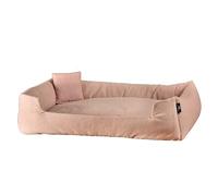 Rohrschneider Canapé douillet pour chien en tissu rembourré recy ris ou rose, différentes tailles, housse amovible, avec coussin intérieur et coussin décoratif, dessous antidérapant, rose, taille