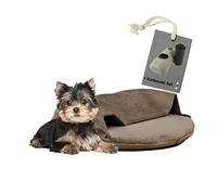 Rohrschneider Coussin pour chien avec niche douillette, tissu en velours doux, housse lavable, D 43 x H 20 cm, avec sac à chien, taupe (S, taupe)