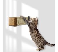 Rohrschneider Escalier pour chat - Mur d'escalade - En bois flammé - Éléments muraux - Tronc à griffer avec corde en sisal solide - Charge maximale : 35 kg - 7 x 7 x 21 cm (1 pièce)