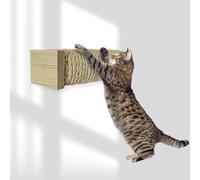 Rohrschneider Escalier pour chat - Mur d'escalade en bois naturel - Éléments muraux - Tronc à griffer avec corde en sisal solide - Charge maximale : 35 kg - 7 x 7 x 21 cm (1 pièce)