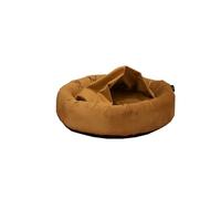 Rohrschneider LAJOS Îlot douillet pour chien, ronde, avec bord haut, housse amovible, lavable à la main, tissu velours polyester, dessous antidérapant, coussin intérieur amovible (moutarde, taille S