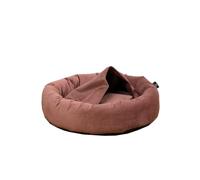 Rohrschneider LAJOS Îlot douillet pour chien, ronde, avec bord haut, housse amovible, lavable à la main, tissu velours polyester, dessous antidérapant, coussin intérieur amovible, rose, taille L : Ø