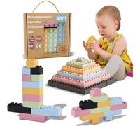 ROHSCE Lot de 20 blocs de construction souples en silicone, jouet éducatif Montessori pour bébé, pour les cadeaux de dentition, grands jouets d'empilage sensoriels pour l'apprentissage préscolaire et