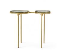 ROHSHA Living Table d'appoint avec étagères en verre, 2 niveaux, finition dorée, élégante pour salon, canapé et chambre à coucher, table basse moderne, structure en métal