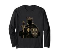 Roi Chevalier Français Blason Fleur de Lys Médiéval Manche Longue