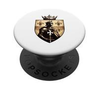 Roi Chevalier Français Blason Fleur de Lys Médiéval PopSockets PopGrip Adhésif