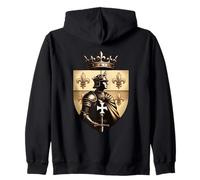 Roi Chevalier Français Blason Fleur de Lys Médiéval Sweat à Capuche