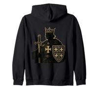 Roi Chevalier Français Blason Fleur de Lys Médiéval Sweat à Capuche