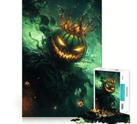 Roi Citrouille couronné dans la Brume Verte Puzzle 1000 pièces pour Adolescents Renforce la mémoire, Moments de Paix Qualité supérieure Cadeau Classique (50x75cm)
