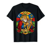Roi David Harpe Vitrail Culte Psalmique Art Design T-Shirt