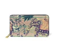 Roi d'Éléphant Afrique Portefeuille Zipper Long Bourse en Cuir Véritable avec Titulaire de la Carte de Crédit pour Téléphone Femmes Fille Hommes