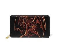Roi Dragon Rouge en Colère Portefeuille Zipper Long Bourse en Cuir Véritable avec Titulaire de la Carte de Crédit pour Téléphone Femmes Fille Hommes
