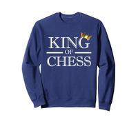 Roi du Échecs King of Chess Joueur d'échec Sweatshirt, Unisexe pour Adultes, Bleu Marine, M