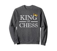 Roi du Échecs King of Chess Joueur d'échec Sweatshirt, Unisexe pour Adultes, Chiné Foncé, XL