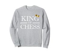 Roi du Échecs King of Chess Joueur d'échec Sweatshirt, Unisexe pour Adultes, Gris Chiné, XL
