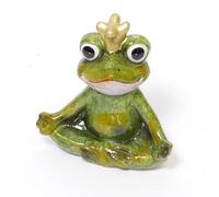Roi Grenouille avec couronne Statuette de jardin assise en céramique Hauteur 12.5cm