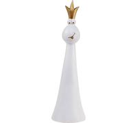 Roi Grenouille Figurine décorative Blanc Or 30,5cm Baiser Grenouille Couronne Conte de fées Polyrésine