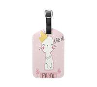 Roi Lapin Mignon Bébé Etiquettes à Bagages de Valises Etiquette Nom Adresse ID en Cuir Tags pour Le Voyage(2pcs)