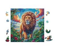 Roi Lion 100 Pieces Casse-tête Collectionneur en Carton Anti-Déchirure Haute Difficulté Décoration Murale Collection Cadeau Noël Qualité Premium 28x28cm