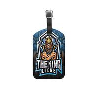 Roi Lion Animal E-Sport Etiquettes à Bagages de Valises Voyage en Cuir Etiquette Nom Adresse ID Tags Drôle pour Les Garçons Filles(3PACK)