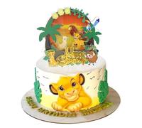 Roi Lion Décoration Gâteau Topper Roi Lion Insert Acrylique Cake Topper Happy Birthday Gateau Cupcake Topper Gâteau d'anniversaire pour Fille Enfants Fête d'anniversaire