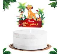 Roi Lion Décoration Gâteau Topper Roi Lion Insert Acrylique Cake Topper Happy Birthday Gateau Cupcake Topper Gâteau d'anniversaire pour Fille Enfants Fête d'anniversaire - D