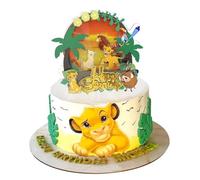 Roi Lion Décoration Gâteau Topper Roi Lion Insert Acrylique Cake Topper Happy Birthday Gateau Cupcake Topper Gâteau d'anniversaire pour Fille Enfants Fête d'anniversaire