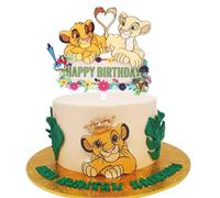 Roi Lion Décoration Gâteau Topper Roi Lion Insert Acrylique Cake Topper Happy Birthday Gateau Cupcake Topper Gâteau d'anniversaire pour Fille Enfants Fête d'anniversaire - Style B