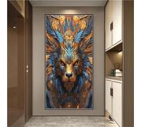 Roi Lion Diamond Painting, 5D DIY Diamant Painting Kit Complet Peinture Diamant Point de Croix kit Broderie Strass Diamant Painting Grand Format pour Adultes Décoration Intérieur 55x110cm F-10267