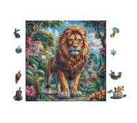 Roi Lion Jardin Fleuri 100 Pièces Puzzle Collectionneur en Carton Rigide sans Déformation Haute Difficulté Niveau Expert Décoration Murale Cadeau Fête 28x28cm