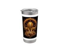 Roi Lion jeté : puissance royale, force, courage, savane Gobelet isotherme en acier inoxydable double paroi