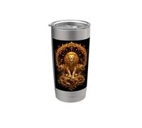 Roi Lion jeté : puissance royale, force, courage, savane Gobelet isotherme en acier inoxydable double paroi