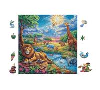 Roi Lion Waterhole 100 Pièces Puzzle Créatif en Carton Épais sans Déformation Difficulté Moyenne Activité Manuelle Loisir Créatif Cadeau Anniversaire 28x28cm