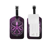 Roi Poulpe Violet Etiquettes à Bagages de Valises Etiquette Nom Adresse ID en Cuir Tags pour Le Voyage(2pcs)