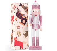 Roi Rose Casse Noisette Noel,Rose Série 30CM Soldat Casse Noisette Ornements,Créatif Nutcracker Christmas Artisanat Pendule,Peut être Utilisé Comme Décoration Noel Pendule ou Cadeau de Vacances