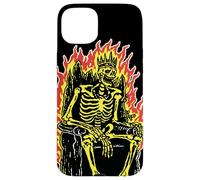Roi Squelette sur Le trône Flamboyant Gothique Horreur Coque pour iPhone 15 Plus