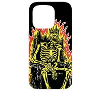 Roi Squelette sur Le trône Flamboyant Gothique Horreur Coque pour iPhone 15 Pro