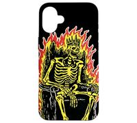 Roi Squelette sur Le trône Flamboyant Gothique Horreur Coque pour iPhone 16 Plus
