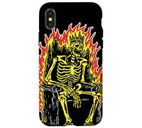 Roi Squelette sur Le trône Flamboyant Gothique Horreur Coque pour iPhone X/XS