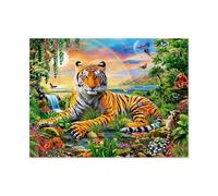 Roi Tigre Fleurs Arbre Animaux，Puzzle 1000 Pieces-1000 Ensembles De Puzzle De Défi Cérébral pour Enfants Enfants Jeux éducatifs（38x26cm）-E12