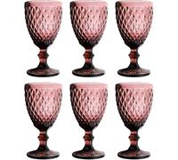 Roi Vintage 6 Pièces Set Filet De Verre À Vin - Verres À Boire Longs - Mauve